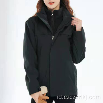 Red Women Plus ukuran spandex menebal parka bulu